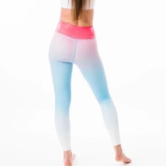 Zyia Active Firecracker Light N Tight 7/8 Leggings High Rise Pink Blue White 6-8 - Picture 3 of 11